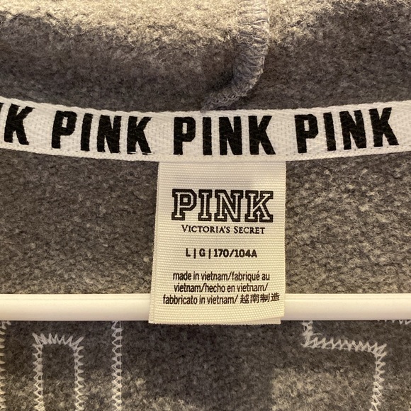 Brand New PINK Oversized Zip Up Hoodie Jacket in Gray Size Large - Picture 5 of 10